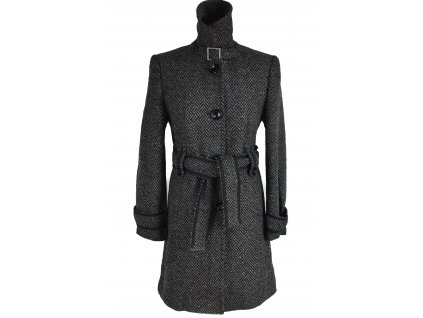 Dámský šedočerný kabát s páskem Lantea 36