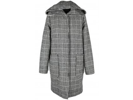 Dámský černobílý přechodný kabát  s kapucí Sinsay S/36