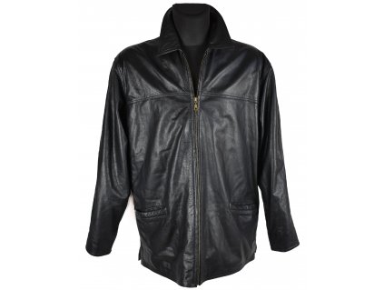 KOŽENÁ pánská černá měkká zateplená bunda na zip Land Mark XL