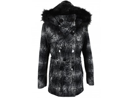 Dámský zimní šedočerný kabát s kapucí Oliver D&M M