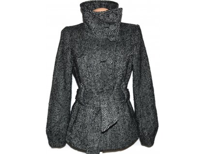 Vlněný dámský melírovaný kabát s páskem H&M 40