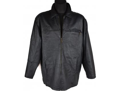 KOŽENÁ pánská černá měkká zateplená bunda na zip UMBRO L/XL