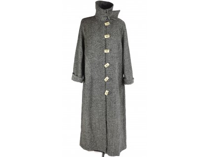Vlněný (100%) dámský dlouhý černobílý kabát XL