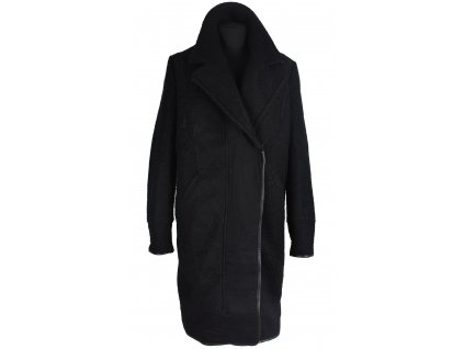 Vlněný (50%) dámský černý kabát na zip Promod 38