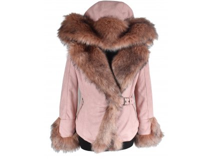 Dámský růžový kabát s kožešinou D.D.Style S