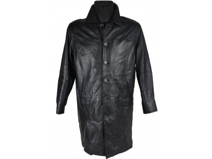 KOŽENÝ pánský černý měkký zateplený kabát Nashville Leather Company S