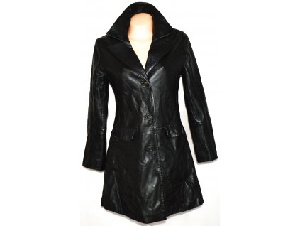 KOŽENÝ dámský měkký černý kabát MAROON M