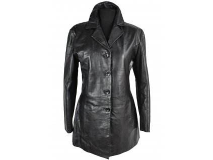 KOŽENÝ dámský černý měkký kabát Montgomery 38, 40