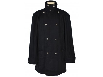 Vlněný (60%) pánský černý kabát Nastrovie Postdam XL/XXL