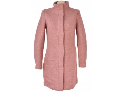 Vlněný (50%) dámský růžový kabát Vila 36