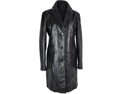 KOŽENÝ dámský dlouhý černý kabát Roy/Rene 40, 42