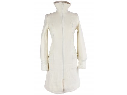 Vlněný (70%) dámský smetanový kabát na zip H&M 34