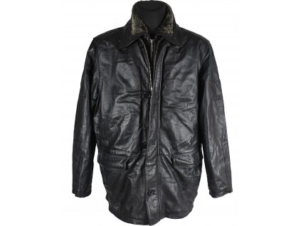 KOŽENÁ pánská černá bunda na zip s odnimatelnou zimní vložkou 54