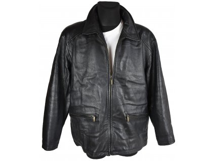 KOŽENÁ pánská černá zateplená bunda na zip TRAPPER 54