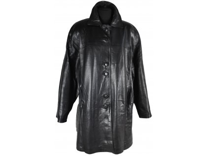KOŽENÝ dámský černý měkký zateplený kabát Feldi Milano XXL