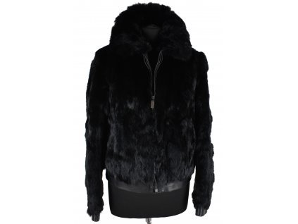 Pravá dámská černá kožešinová bunda s kapucí Tomboy Look S/M