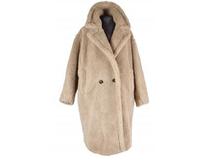 Dámský hnědý dlouhý teddy kožíškový kabát Reserved M