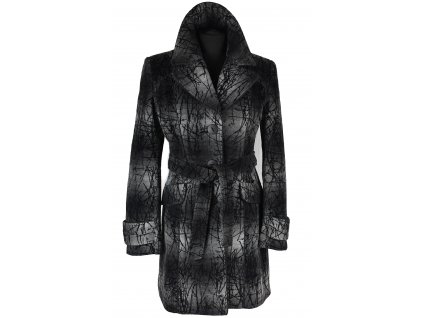 Dámský šedočerný zimní kabát s páskem Oliver D&M 38