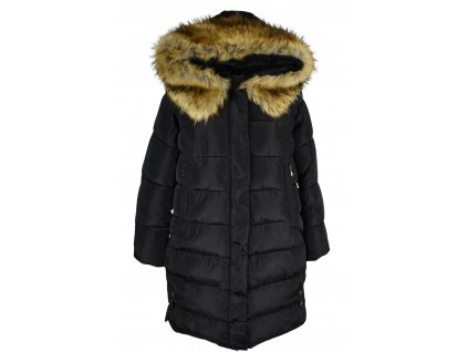 Dámský černý prošívaný kabát s kapucí Gallop XL