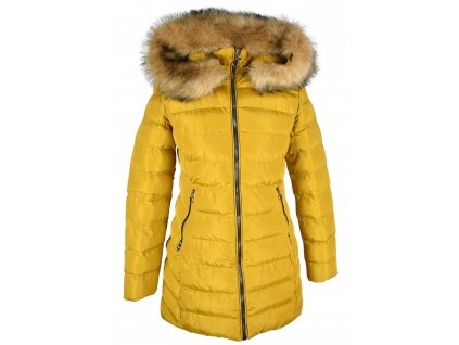Dámský žlutý prošívaný kabát s kapucí Style Italy Milanno M