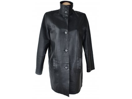 KOŽENÝ dámský černý měkký kabát se stojáčkem CERO L, XL, XXL