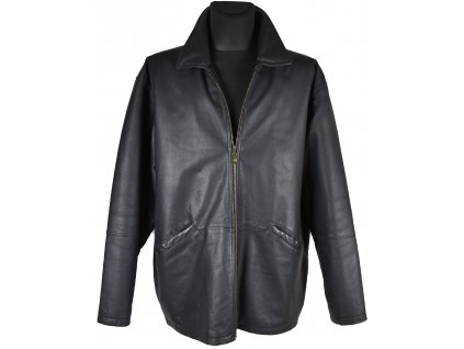 KOŽENÁ pánská černá zateplená bunda na zip Henry Morell 60