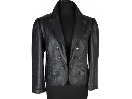 KOŽENÁ dámská černá měkká bunda - sako do pasu 42