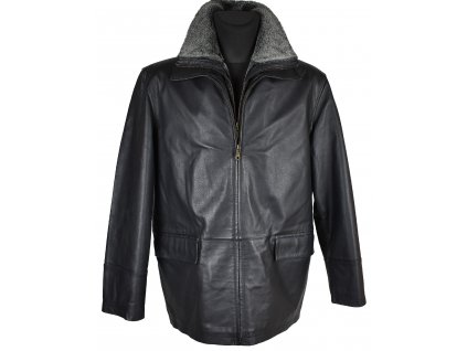 KOŽENÁ pánská černá zateplená bunda na zip KKM L
