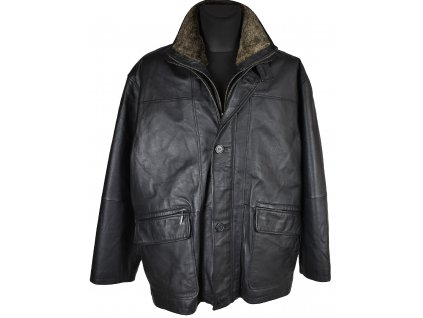 KOŽENÁ pánská černá zateplená bunda na zip XXL