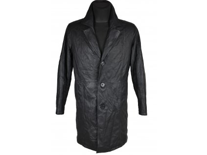 KOŽENÝ pánský černý zateplený měkký kabát Angelo Litrico S