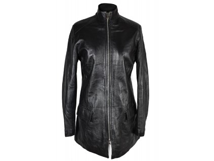 KOŽENÝ dámský černý měkký kabát na zip Vera Pelle L