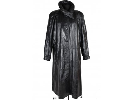 KOŽENÝ dámský černý dlouhý měkký kabát Leather Factory 52