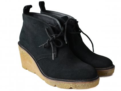 KOŽENÉ dámské černé šněrovací boty na klínku CLARKS 40