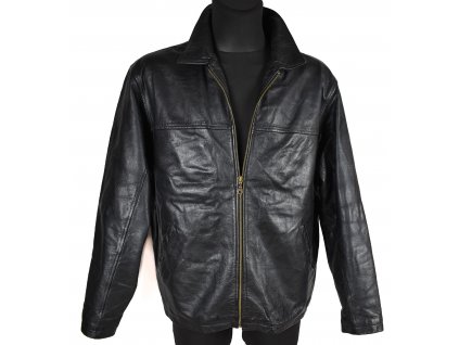 KOŽENÁ pánská černá zateplená bunda na zip SHINE L/XL