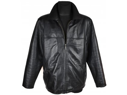 KOŽENÁ pánská černá měkká zateplená bunda na zip K Cero XL