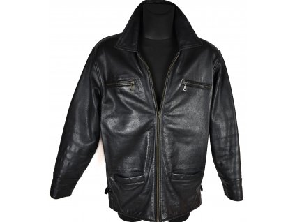 KOŽENÁ pánská černá zateplená bunda na zip Aviator Flight Jacket L