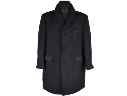 Vlněný pánský šedočerný zimní kabát Holland & Sherry L