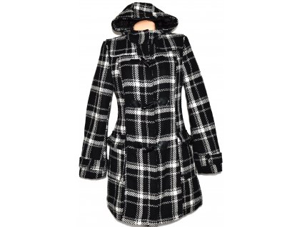 Dámský černobílý kabát na zip, vidlice s kapucí L