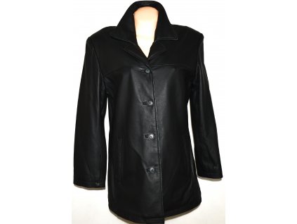 KOŽENÝ dámský měkký zateplený černý kabát L