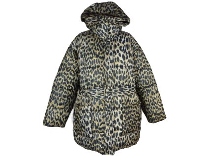 Dámský leopardí prošívaný oversize kabát s páskem a kapucí ASOS 18/46