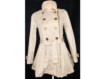 Bavlněný dámský béžový kabát na zip s páskem M