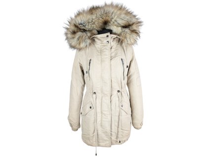 Dámská zimní béžová parka s kapucí Bershka S