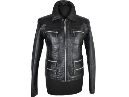 KOŽENÁ dámská černá měkká bunda na zip Woodpecker S/M