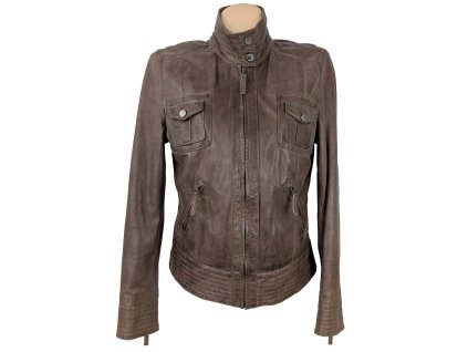 KOŽENÁ dámská hnědá bunda na zip Oakwood M