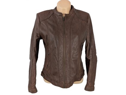 KOŽENÁ dámská hnědá bunda na zip Chic M/L