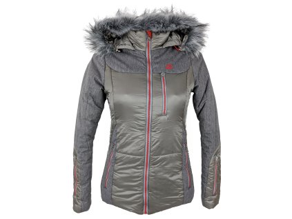 Dámská šedohnědá prošívaná bunda s kapucí Alpine Pro XS