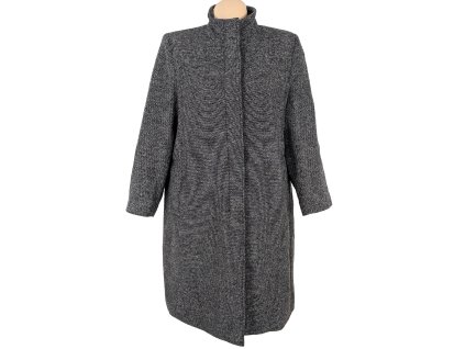 Vlněný (75%) dámský černobílý kabát Marks&Spencer 20/XXL