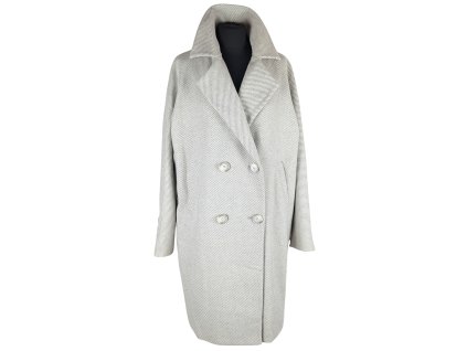 Vlněný dámský melírovaný oversize šedý kabát Reserved L