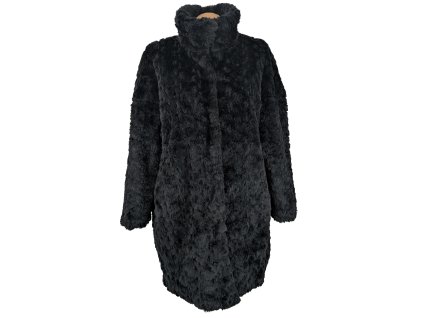 Dámský černý kožíškový oversize kabát Lindex L