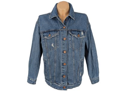 Dámská modrá džínová oversize bunda Bershka S